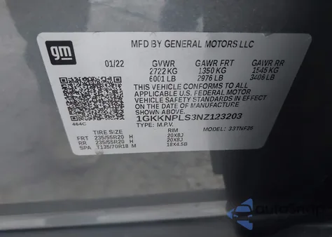 2022 GMC Acadia Fwd Denali from USA, damaged, VIN 1GKKNPLS3NZ123203